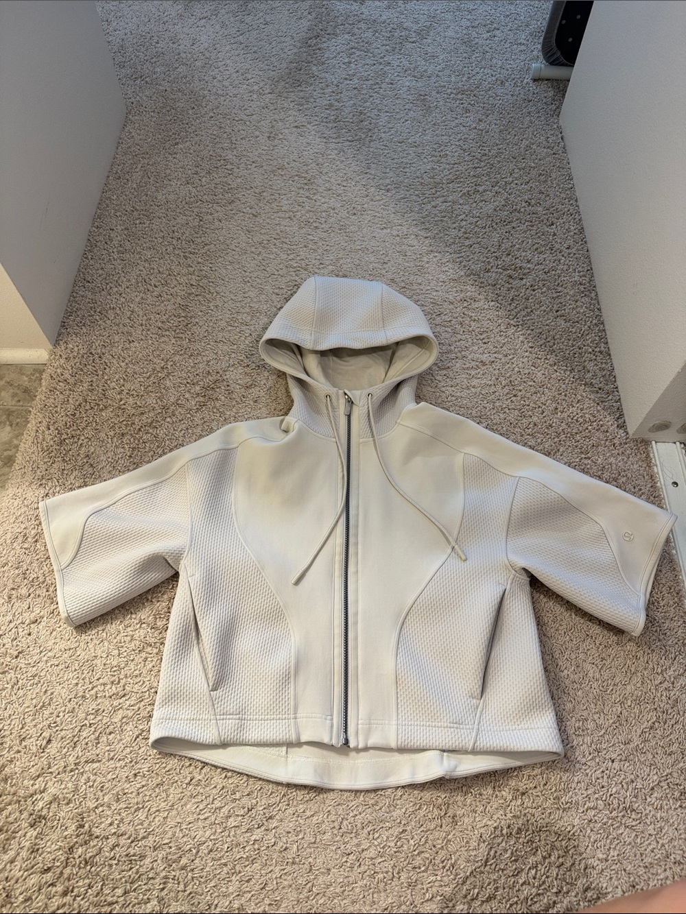 Lululemon Textured Fleece Zip Hoodie in White Opal